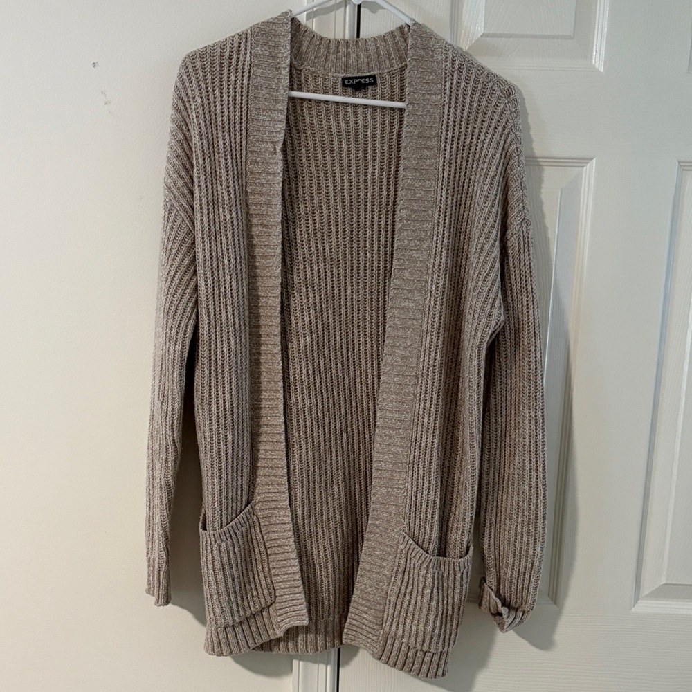 Express Women's Beige Open-Front Cardigan